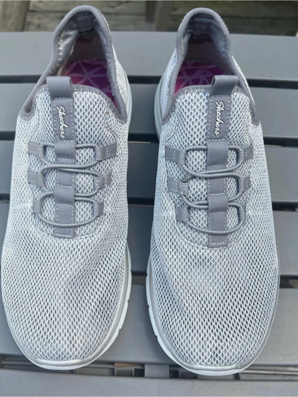 Skechers Women’s Gray Slip-On Mesh Sneakers